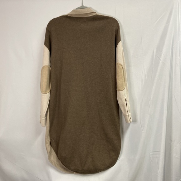 NAADAM Colorblock Long Shirt Jacket Oatmeal Beige Size Small NWT - Picture 4 of 7